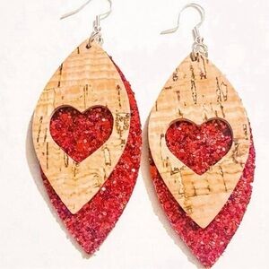 Red Glitter Heart Earrings